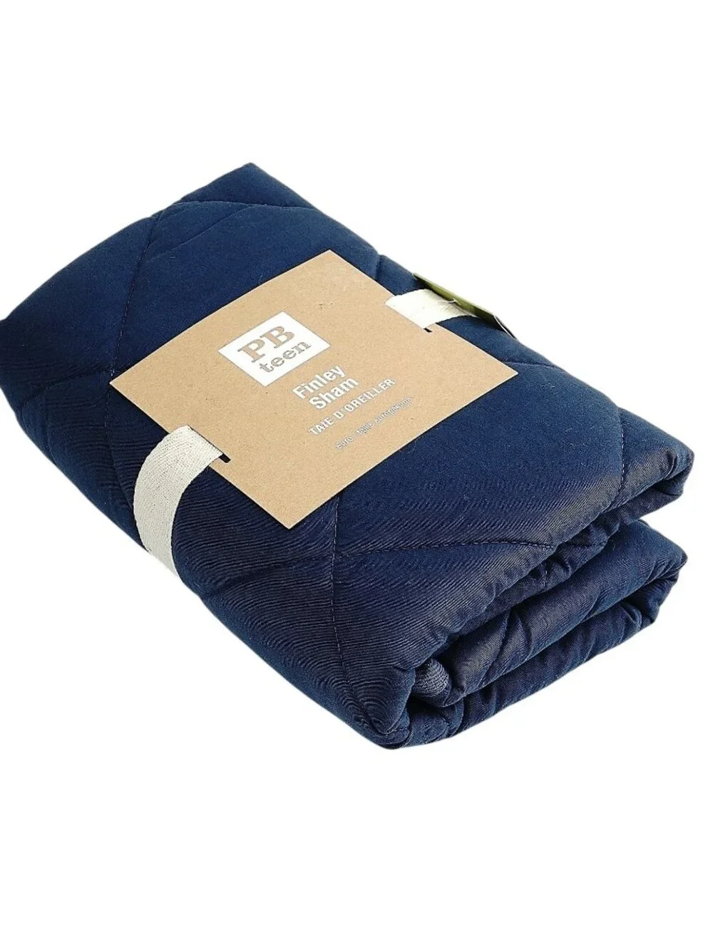 POTTERY BARN TEEN Finley Euro Sham Navy Blue Cotton Quilted Nautical- New